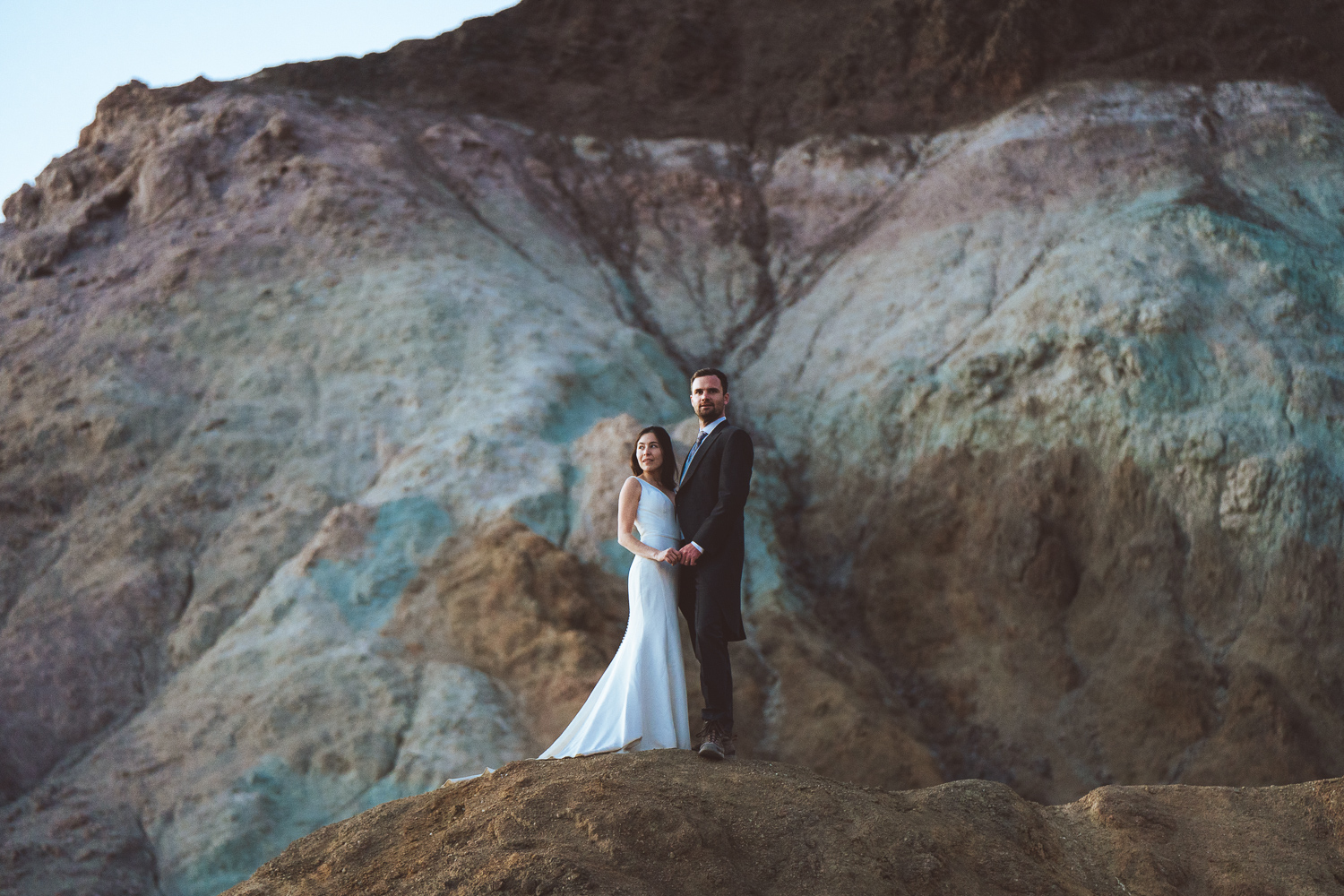 Wedding couple at the Artists Palette in Death Valley