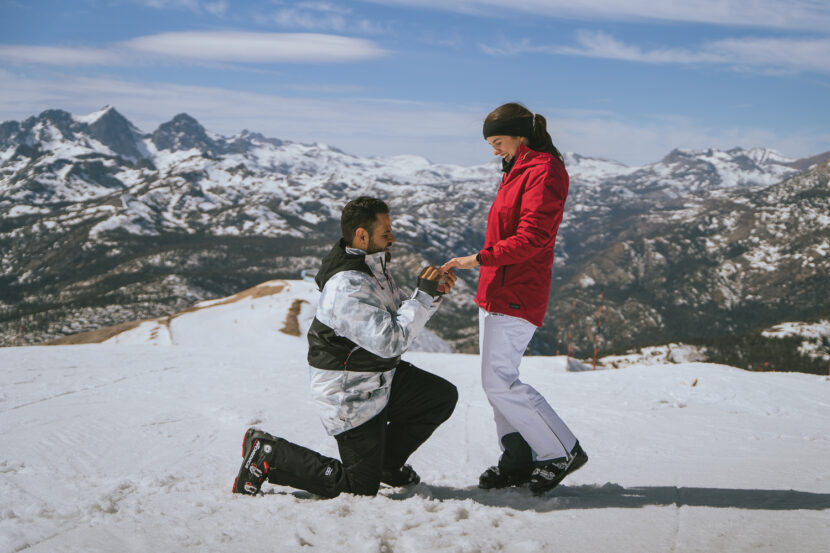 A surprise skiing proposal on top of Mammoth Mountain