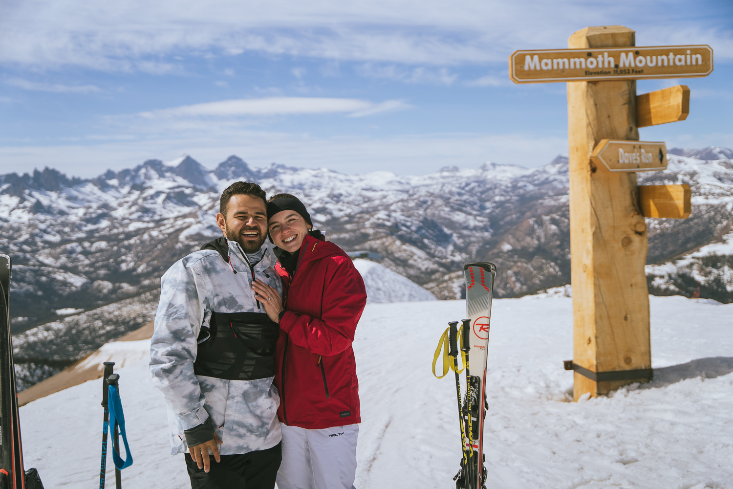 A surprise skiing proposal on top of Mammoth Mountain