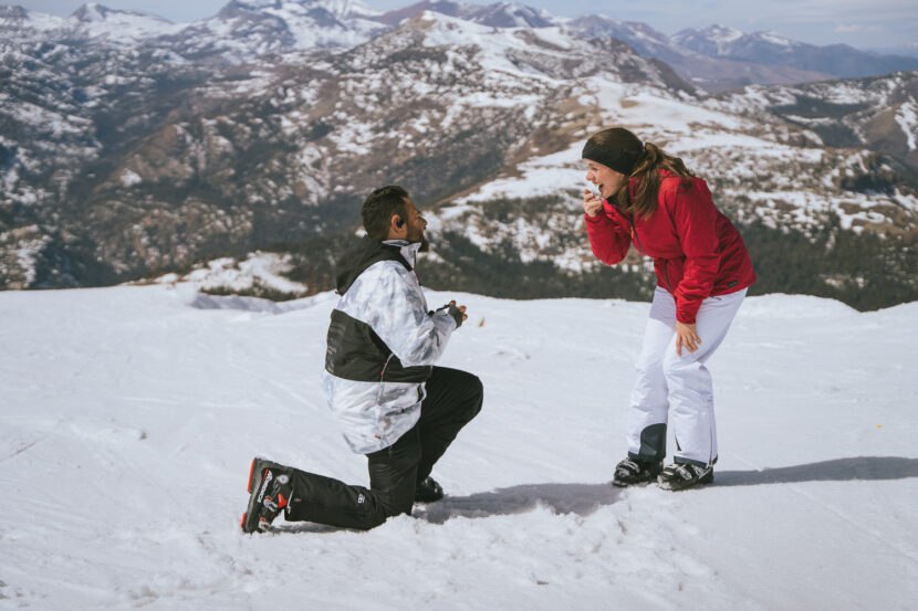 A surprise skiing proposal on top of Mammoth Mountain