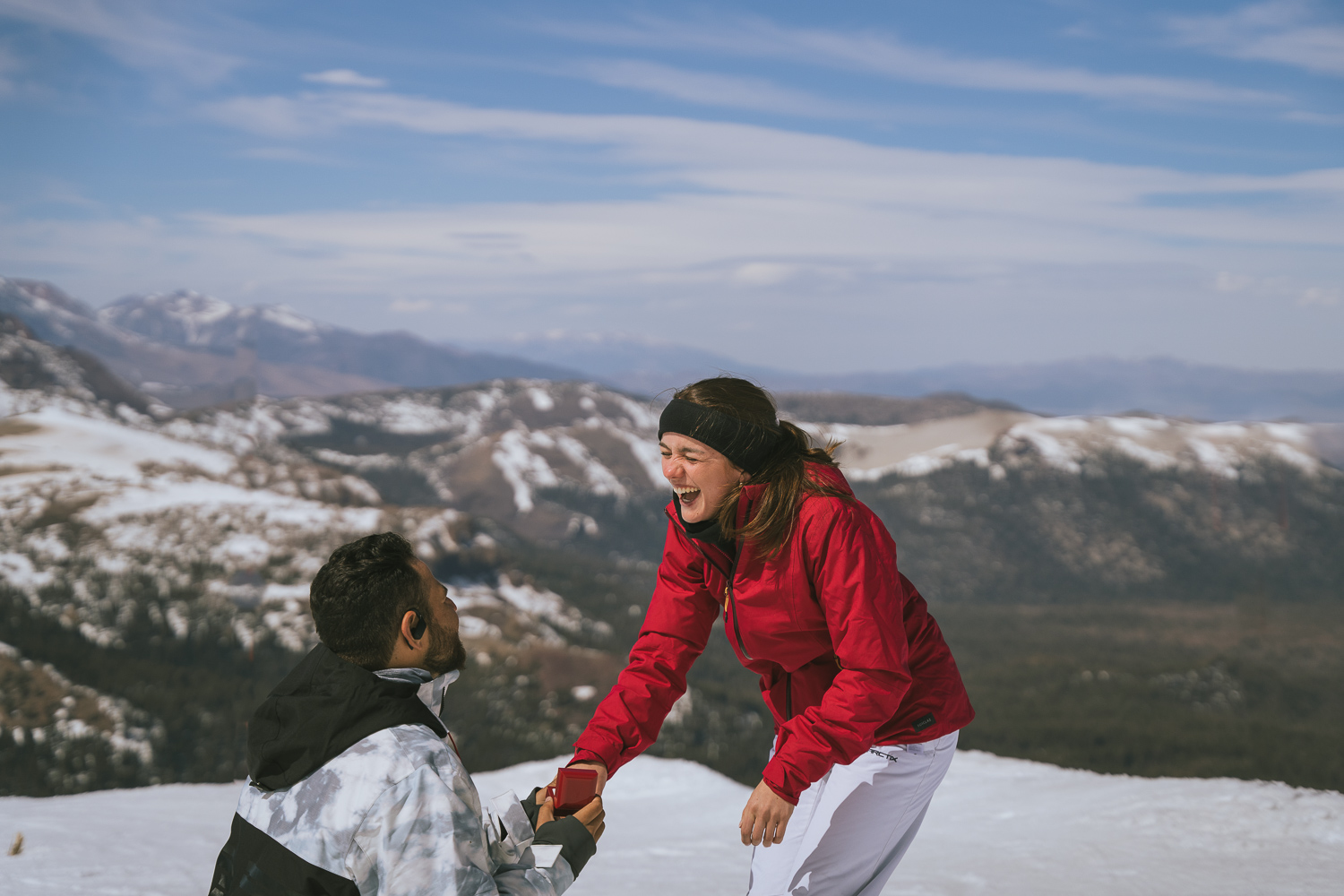 A surprise skiing proposal on top of Mammoth Mountain