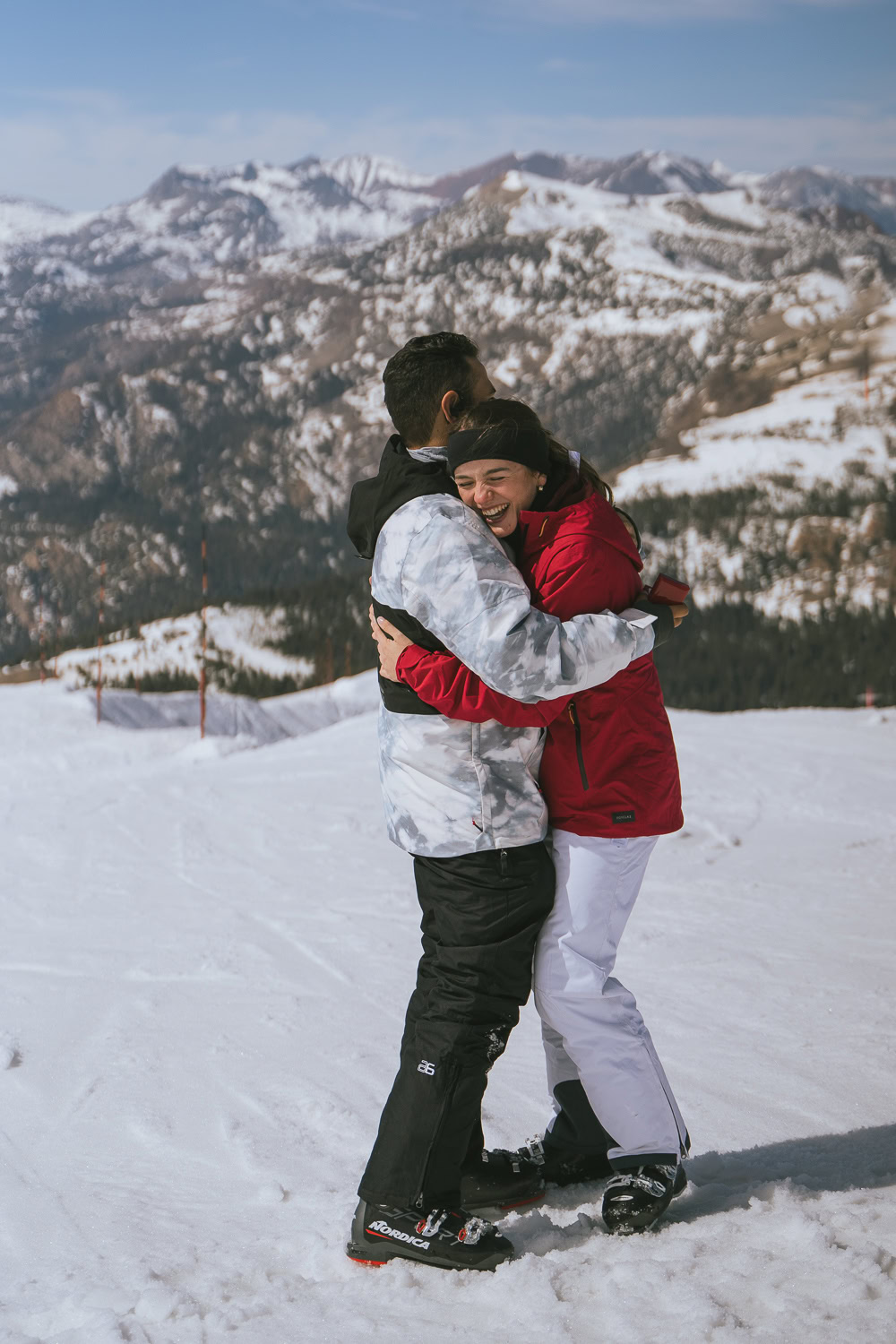 A surprise skiing proposal on top of Mammoth Mountain