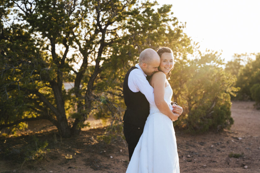 wedding portraits with backlight